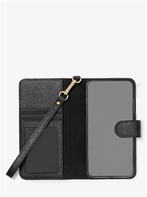 iphone xs max hoesje michael kors|Saffiano Leather Wristlet Folio Case for i.